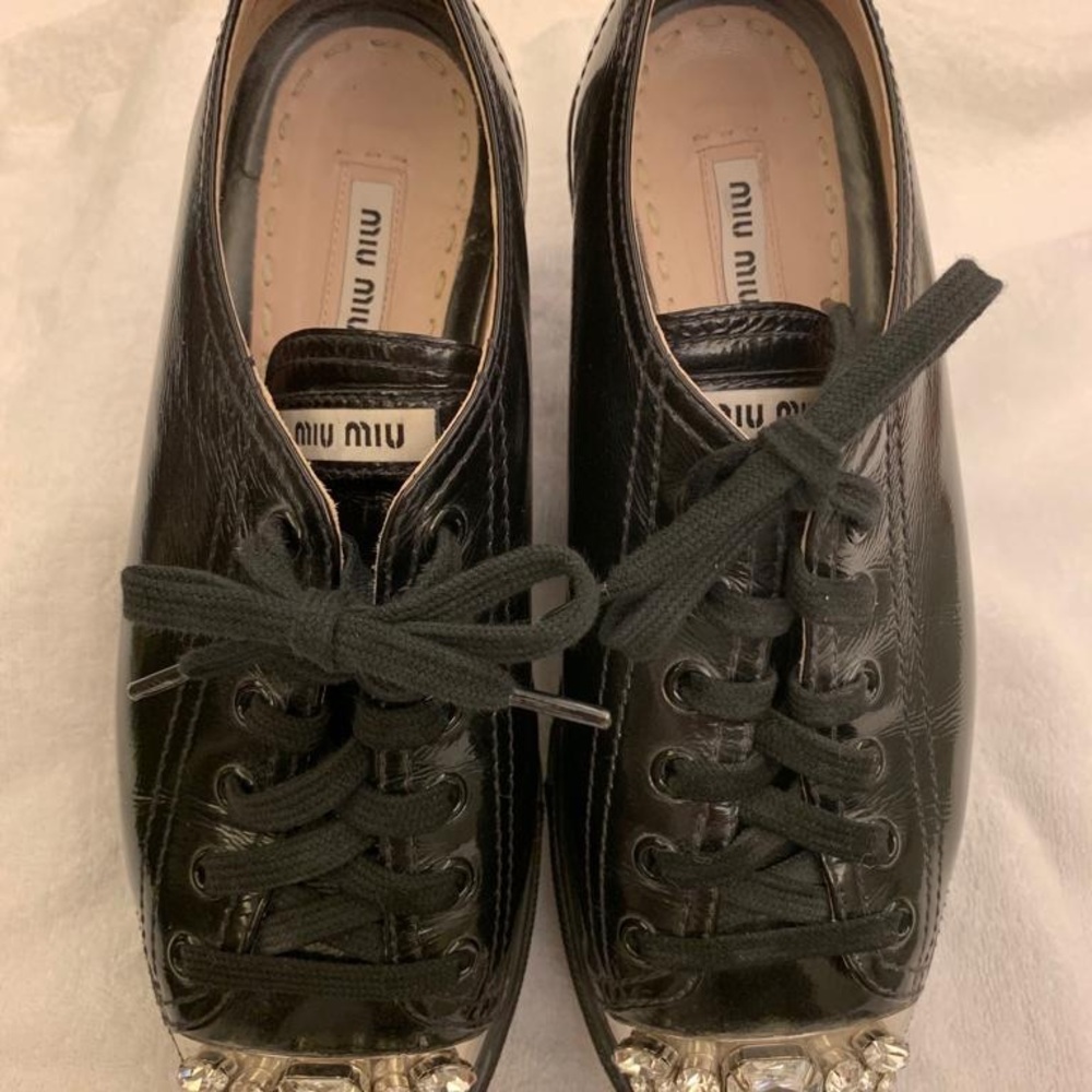 Miu Miu rhinestone cap sneakers